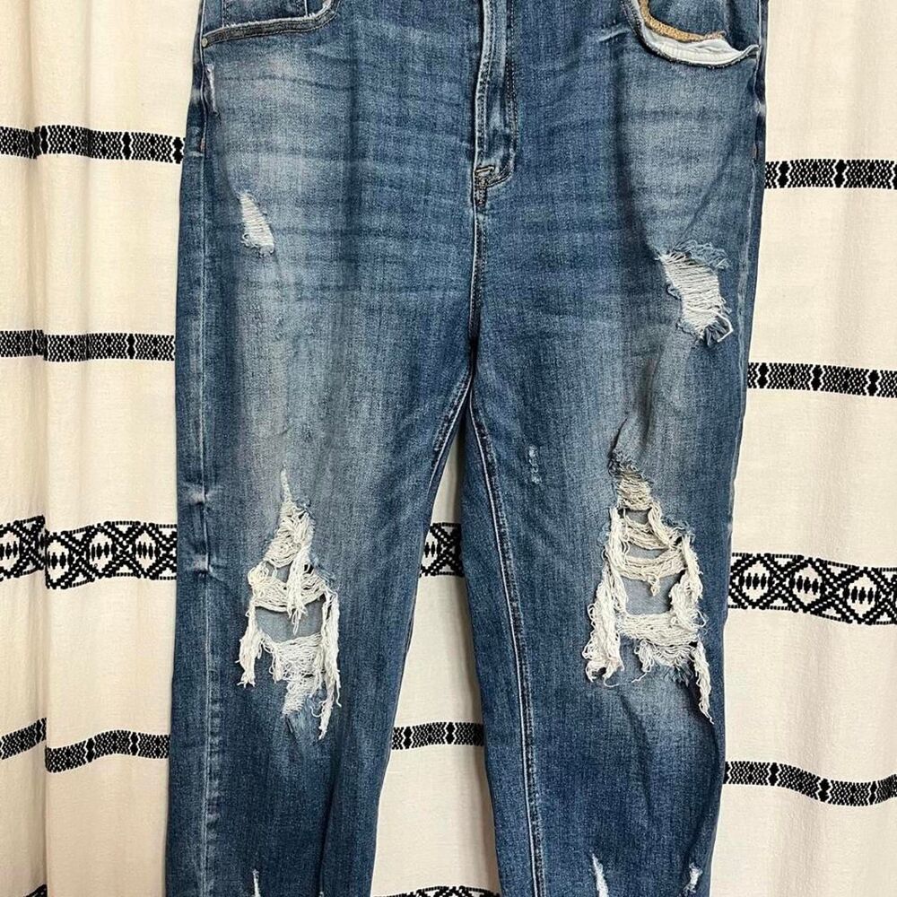 Risen-jeans Women's Blue destressed stretch Jeans